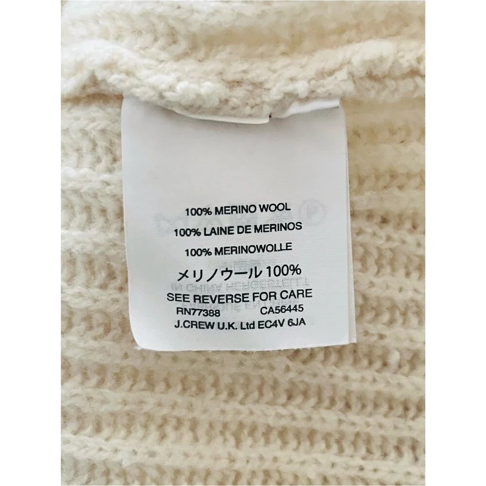 Madewell Oversized Slouchy Merino Wool Ribbed Knit Sweater Cream Large